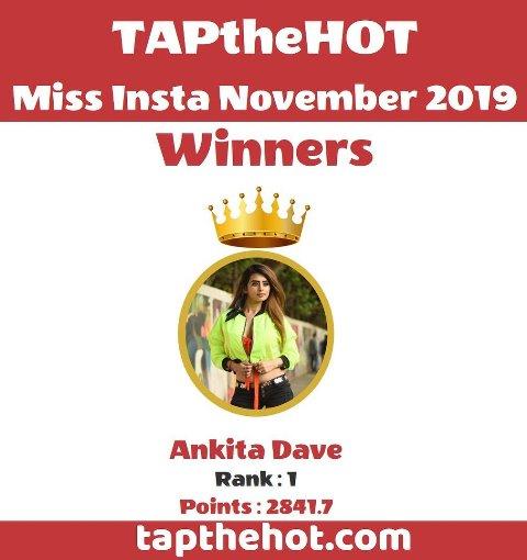 अंकिता दवे ने Tapthehot की मिस इंस्टा नवंबर प्रतियोगिता जीती