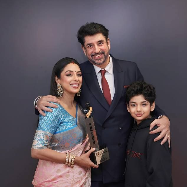 Rupali Ganguly with her Husband Ashwin K Verma and Son Rudransh