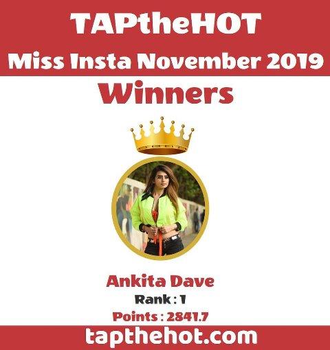 Ankita Dave won the Tapthehot's Miss Insta November Competition