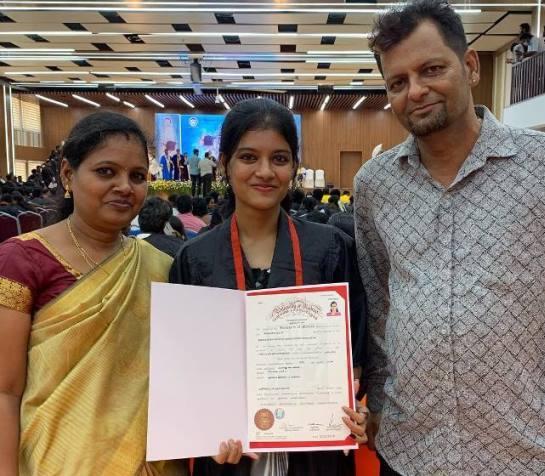 Monisha Blessy with Graduation Degree